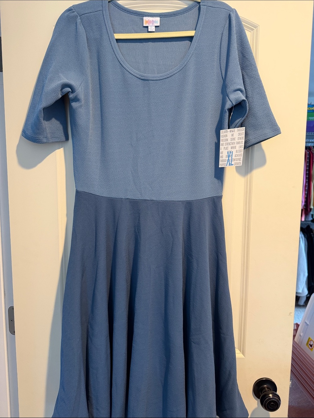LuLaRoe Two-Tone Blue Scoop Neck Fit & Flare Dress